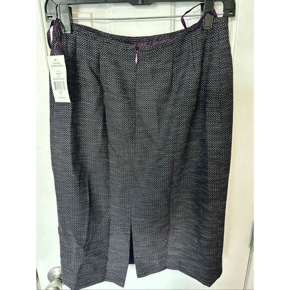 TAHARI Jacket Blazer Women Purple Gray Crop Snaps Front Lined skirt suit size 4 - Picture 6 of 7